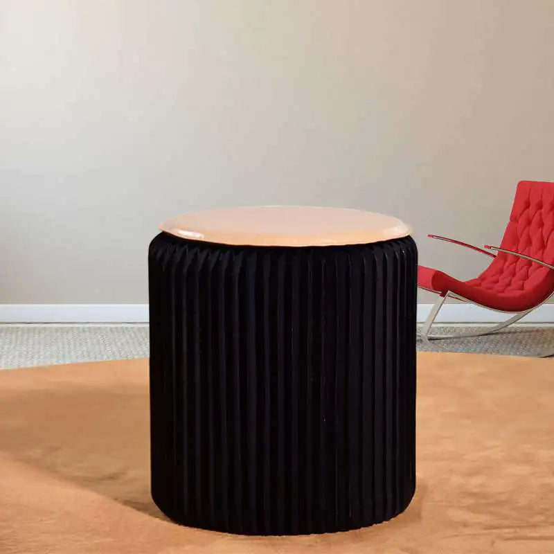 42CM Black Single Seat Accordion Stool in Kraft Paper