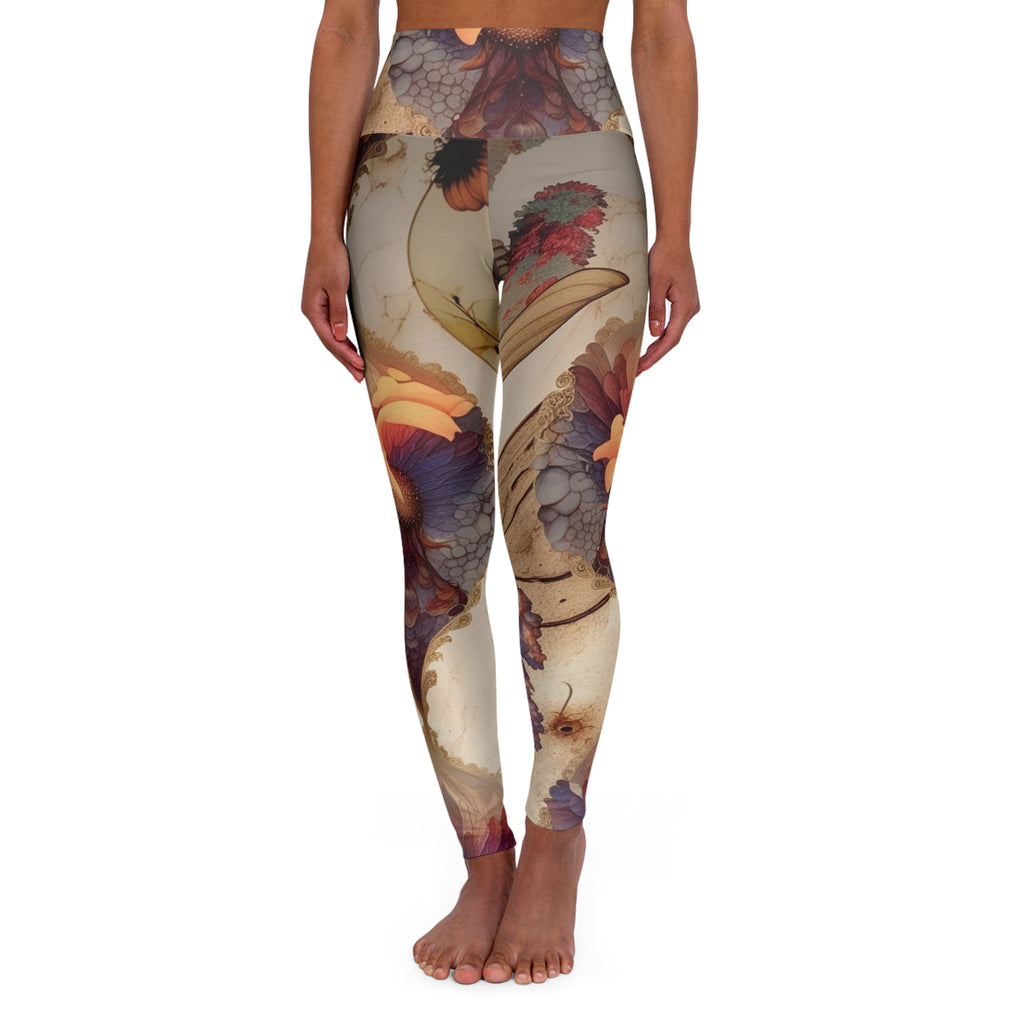 High Waisted Floral Yoga Leggings, Comfortable Workout Leggings, Fitness Apparel, Athleisure Pants, Perfect for Yoga, Pilates, Gym