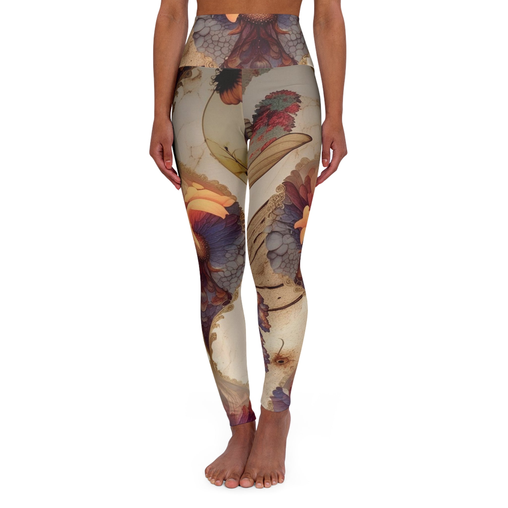 High Waisted Floral Yoga Leggings, Comfortable Workout Leggings, Fitness Apparel, Athleisure Pants, Perfect for Yoga, Pilates, Gym