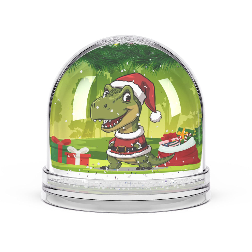 Christmas Dinosaur Snow Globe, Festive Decor, Holiday Gift, Cute T-Rex, Winter Wonderland Decoration, Child's Room Accent