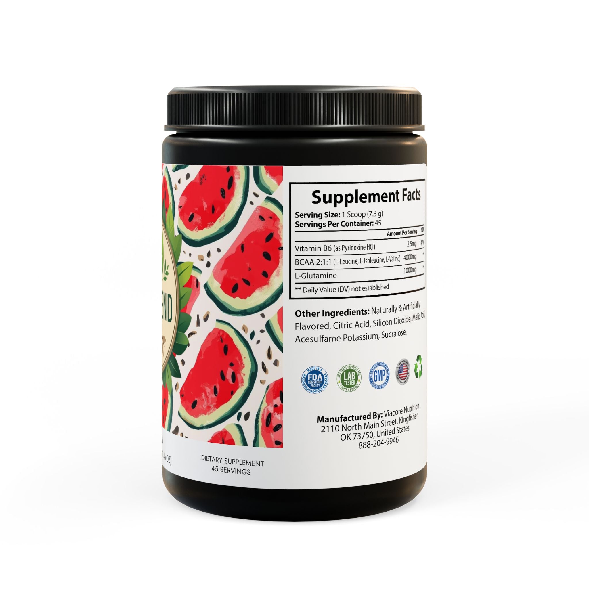 BCAA Supplement, Watermelon (325g, 11.46oz, 45 servings)