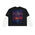 Layered Contrast Sleeve Cotton T-Shirt