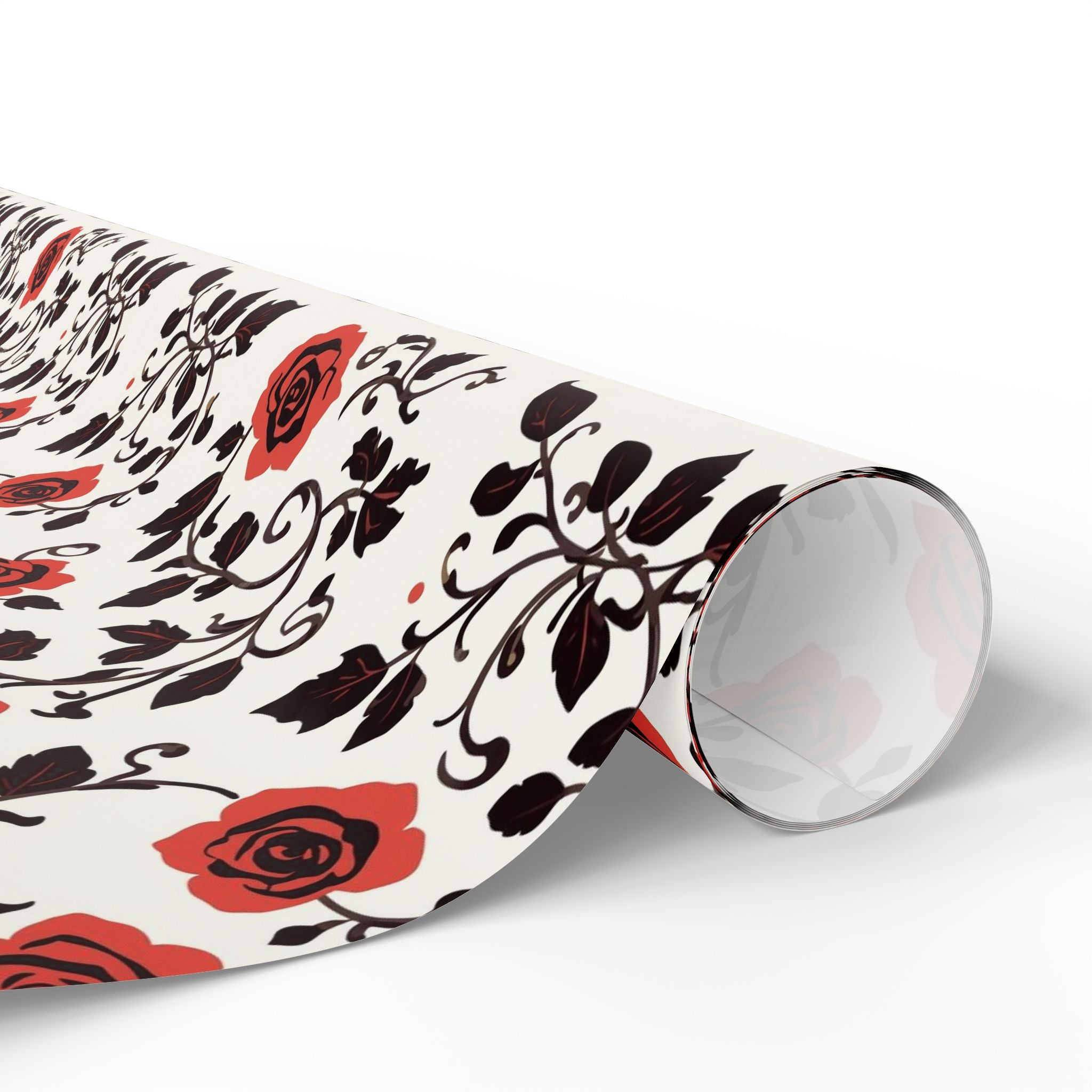 Wrapping Papers - Rose Black and White Classic Pattern, Gift Wrap, Floral Design, Wedding Gift Decor, Holiday Present Packaging