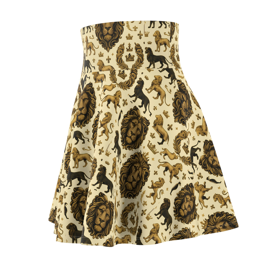 Lion Print Women's Skater Skirt, Cute Flowy Skirt, Summer Outfit, Animal Lover Gift, Festival Wear, Boho Style