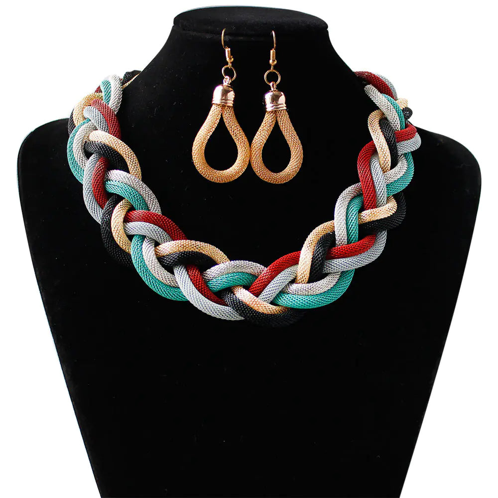Handmade Bohemian Woven Rope Necklace Set