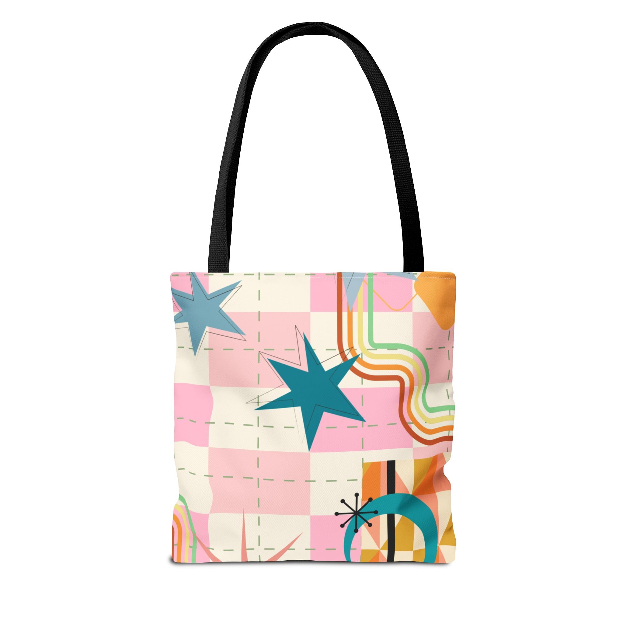 Vintage Stars Tote Bag, Art Deco 1950's Handbag, Retro Carryall Purse, Celestial Shoulder Bag, Galaxy Grocery Tote, Eco-Friendly Shopping