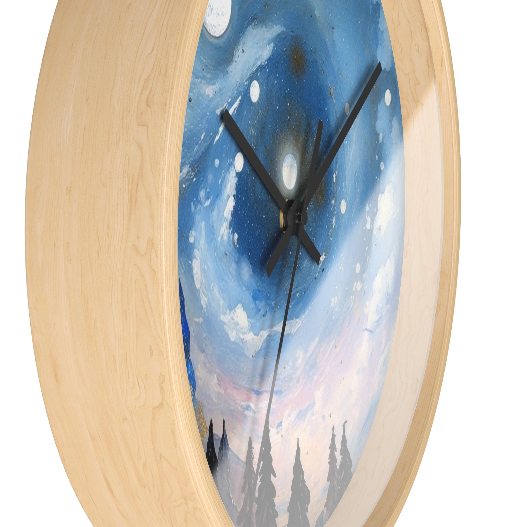 Celestial Landscape Wall Clock - Inspirational Night Sky Decor