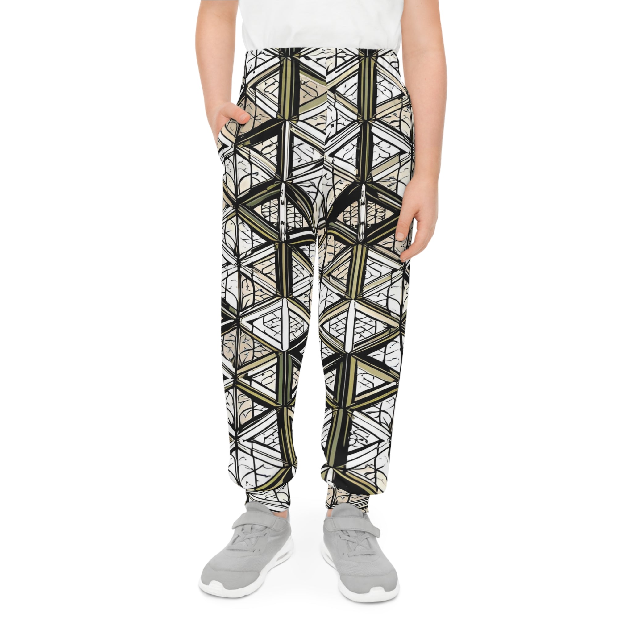 Stylish Youth Joggers with Modern Geometric Design, Trendy Athletic Pants, Youth Apparel, Perfect for School or Play, Gift for Kids