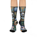 Abstract Art Print Cushioned Crew Socks, Colorful Painterly Sock, Fun Graphic Print Footwear, Unique Crew Sock Gift, Artistic Print Sock