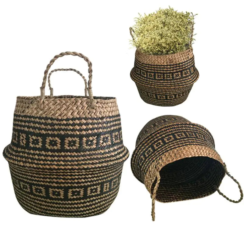 Foldable Handmade Wicker Flower Storage Basket