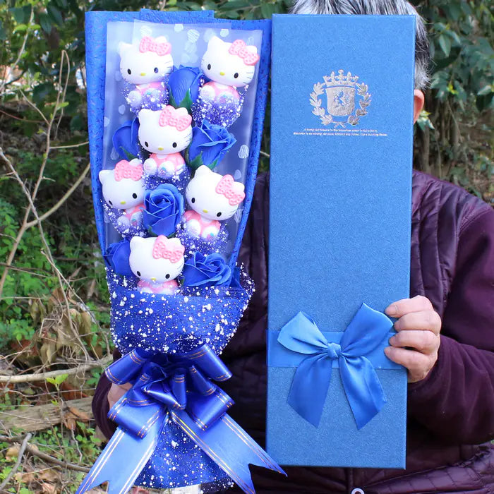 Cat Plush Bouquet Soap Flower Gift Box for Valentine's Day