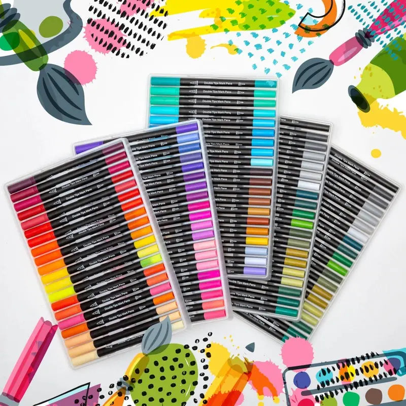 Dual-Head Watercolor Markers 24 Colors Set