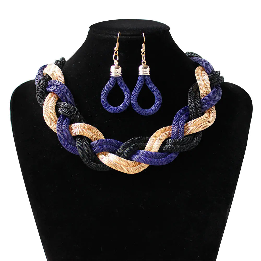 Handmade Bohemian Woven Rope Necklace Set