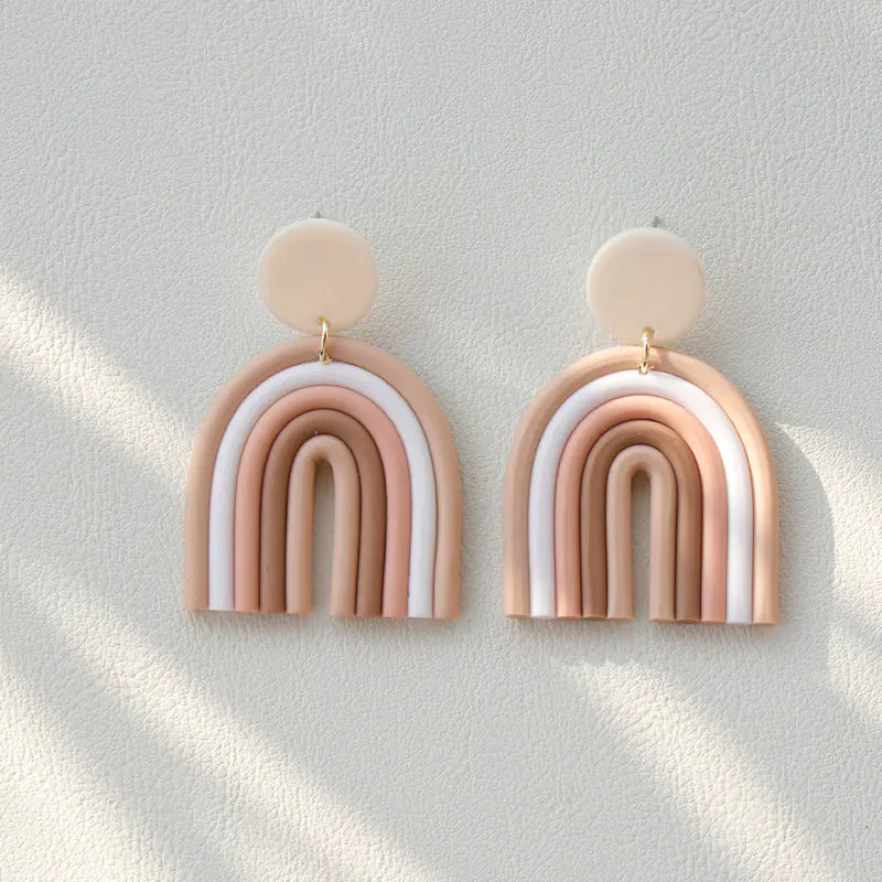 Rainbow Polymer Clay Handmade Retro Earrings