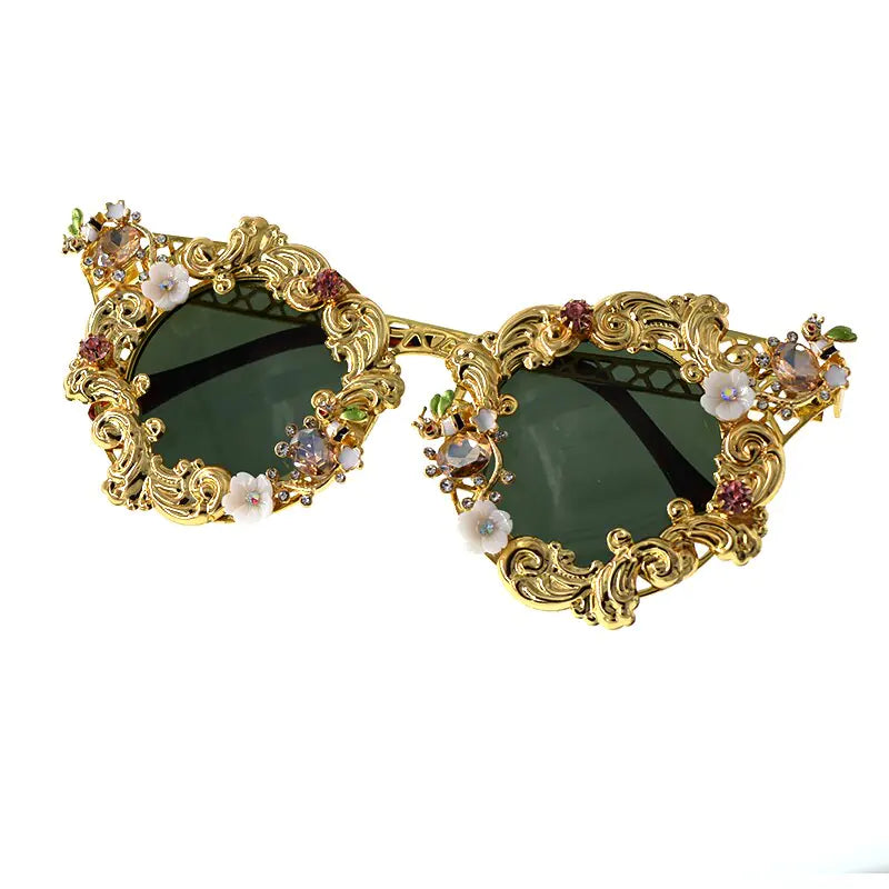 Handmade Rhinestone Cat Eye Sunglasses