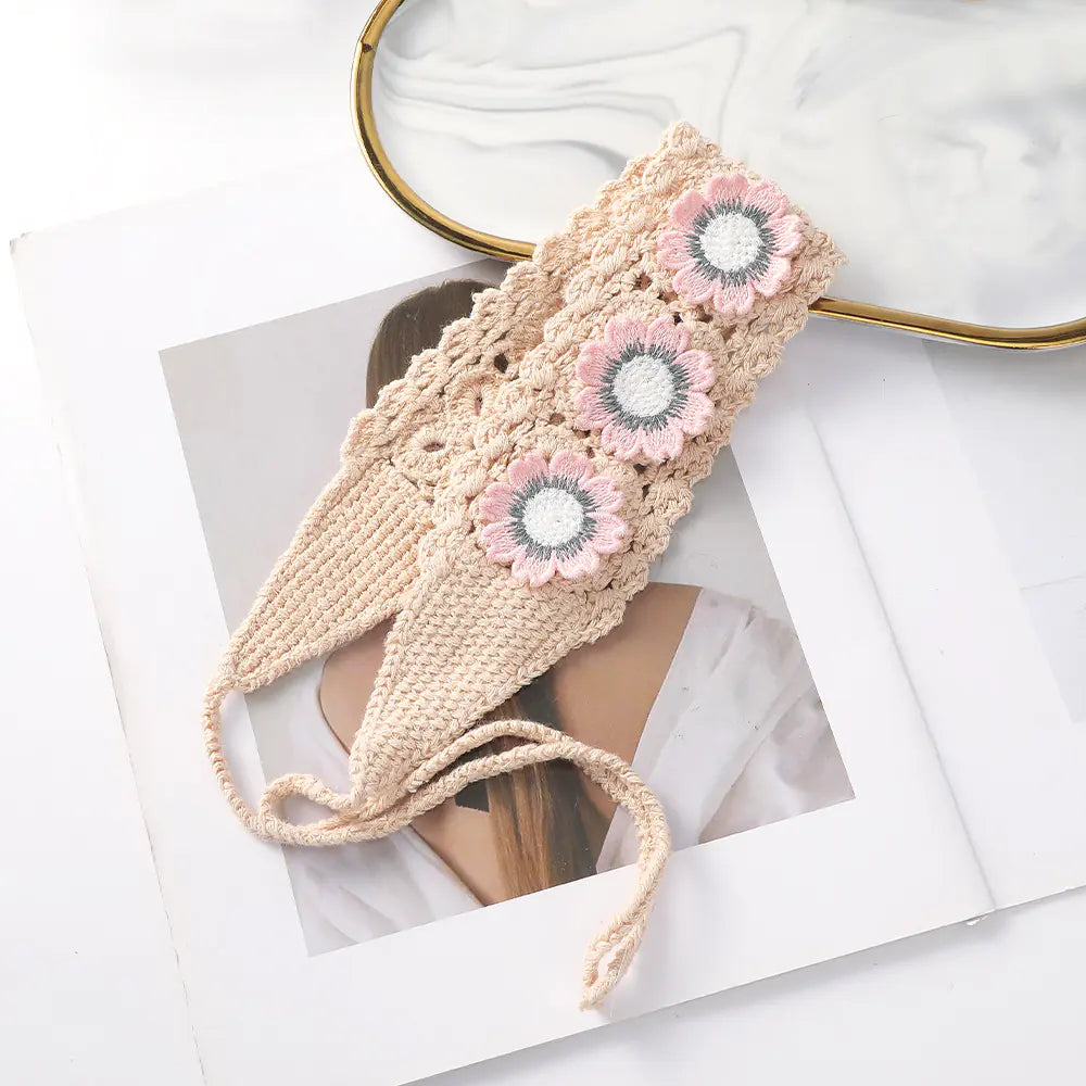 Handmade Crochet Sunflower Wide-brimmed Headband