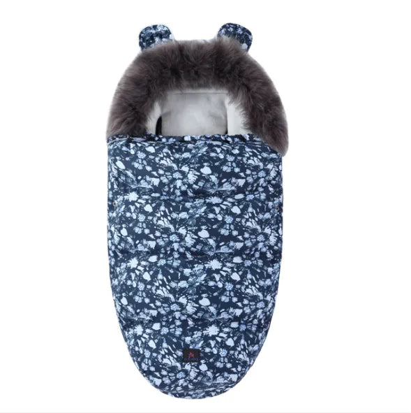 Baby Soft Flower Sleeping Bag with Fur Collar