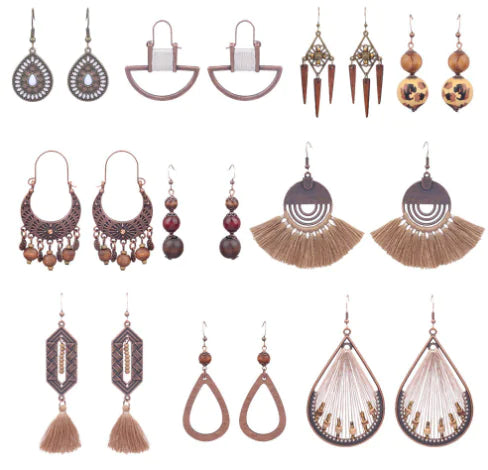 Handmade Woven Geometric Oval Earrings