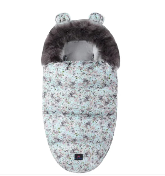 Baby Soft Flower Sleeping Bag with Fur Collar