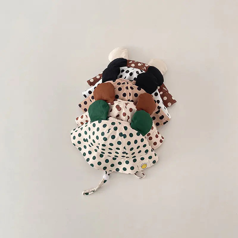 Cute Cartoon Dot Print Baby Bucket Hat for Summer