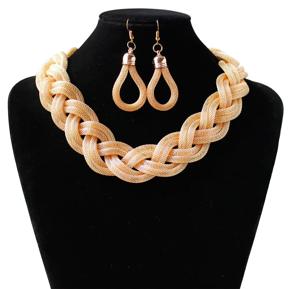 Handmade Bohemian Woven Rope Necklace Set