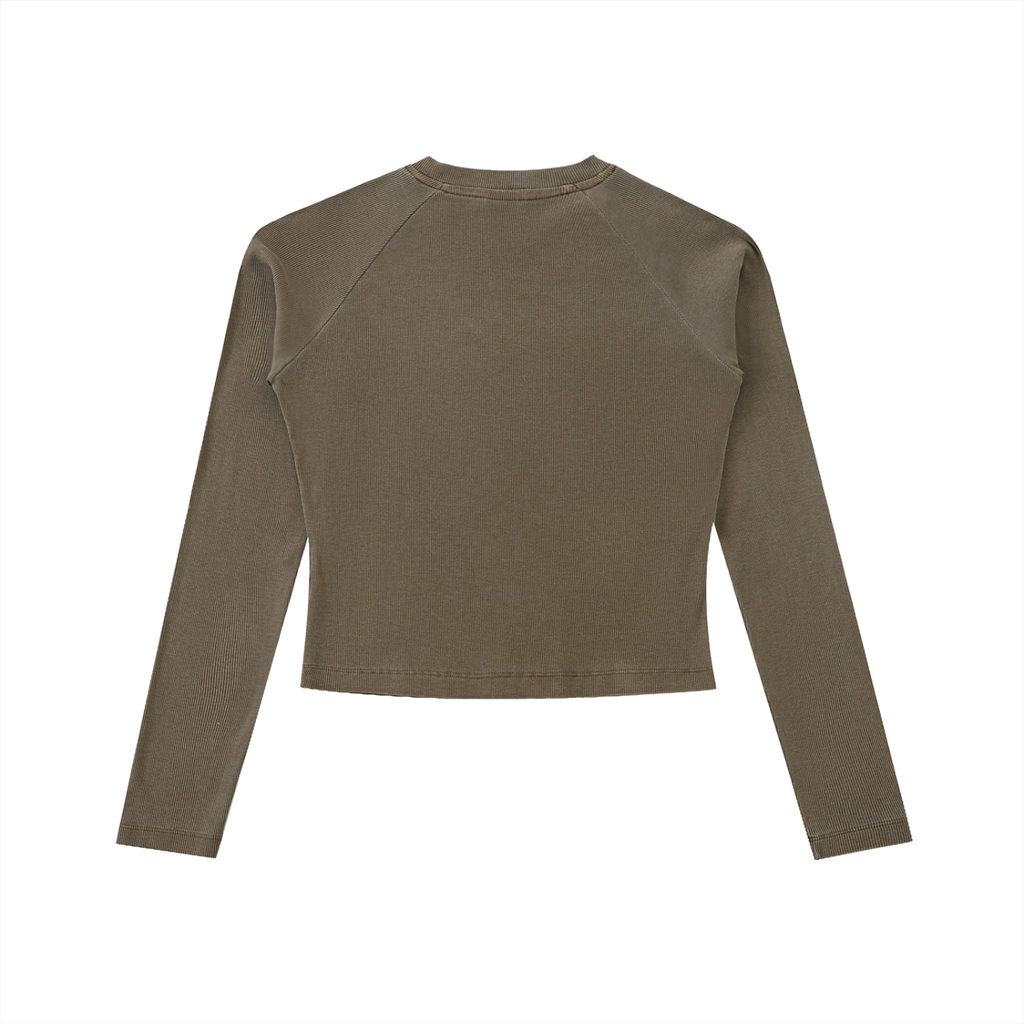 Cowgirl Boots Sweet Dyed Washed Raglan Long Sleeve Slim T-Shirt