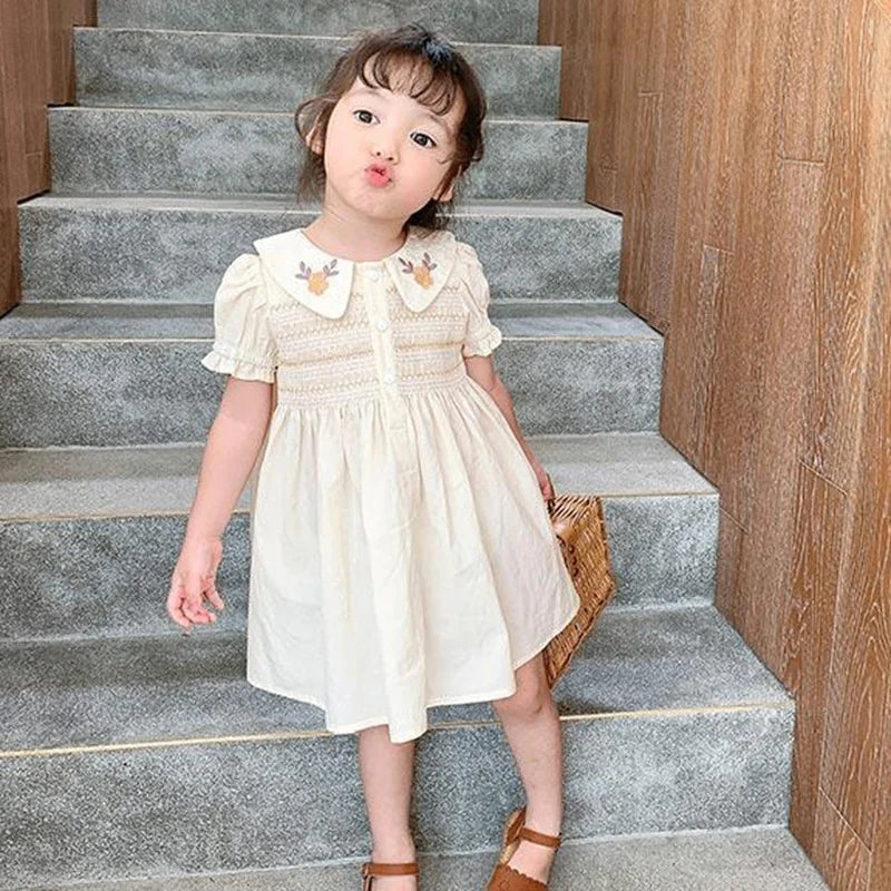 Handmade Solid Color Dress for Girls