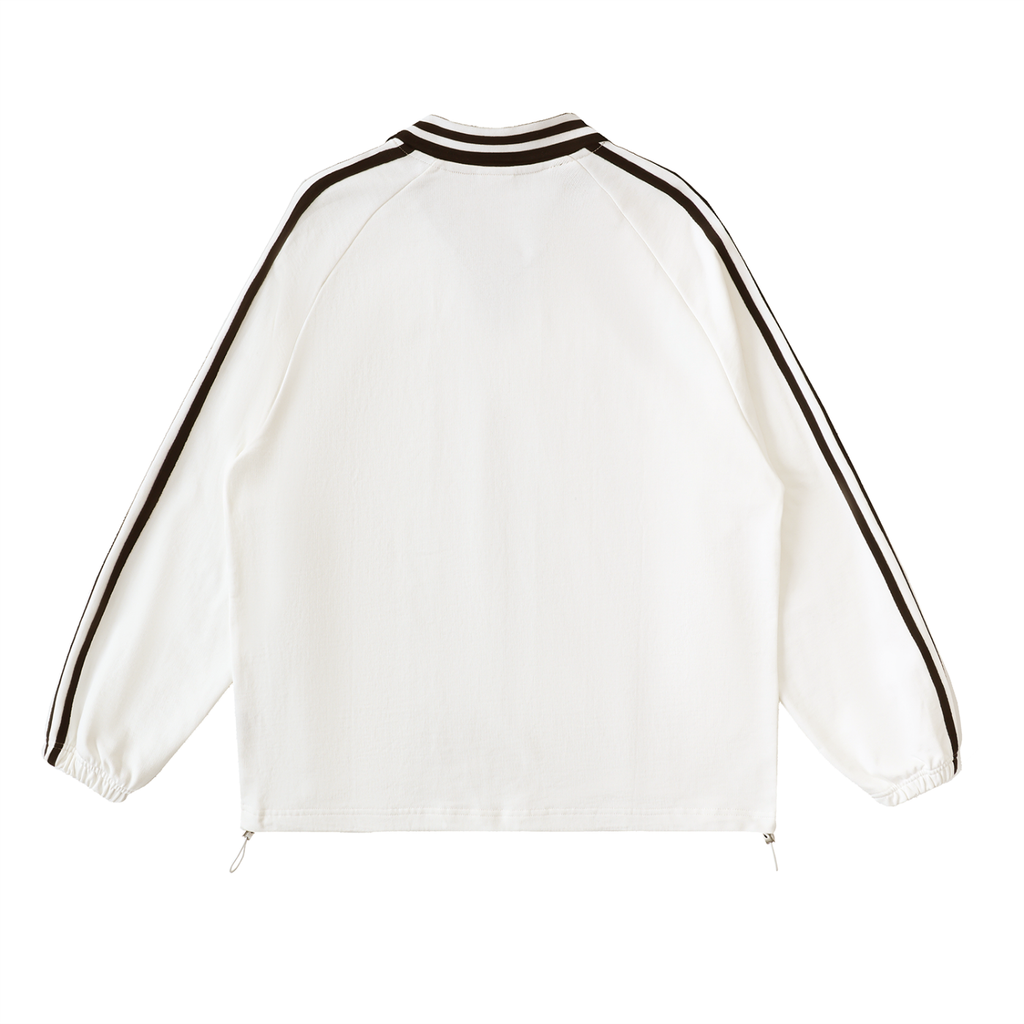 Pickleball Contrast Striped Lapel Collar Sweatshirt