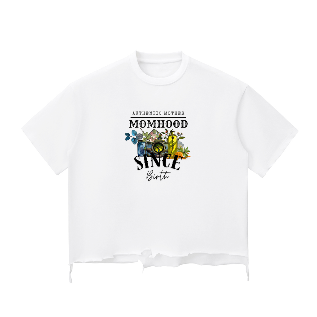 Momhood Snow Wash Raw-Hem Boxy T-shirt