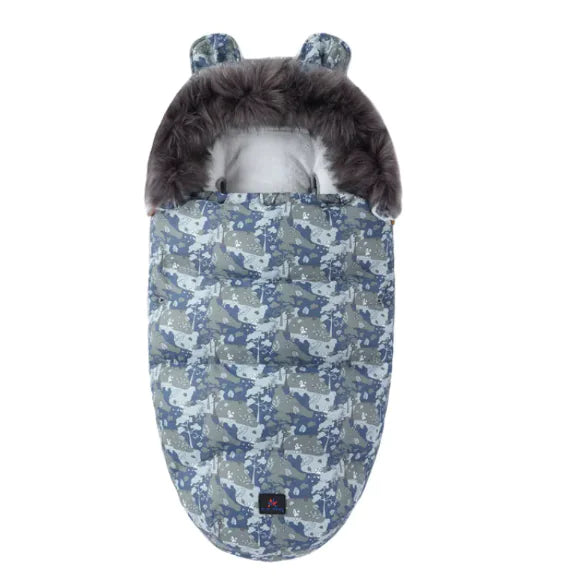 Baby Soft Flower Sleeping Bag with Fur Collar