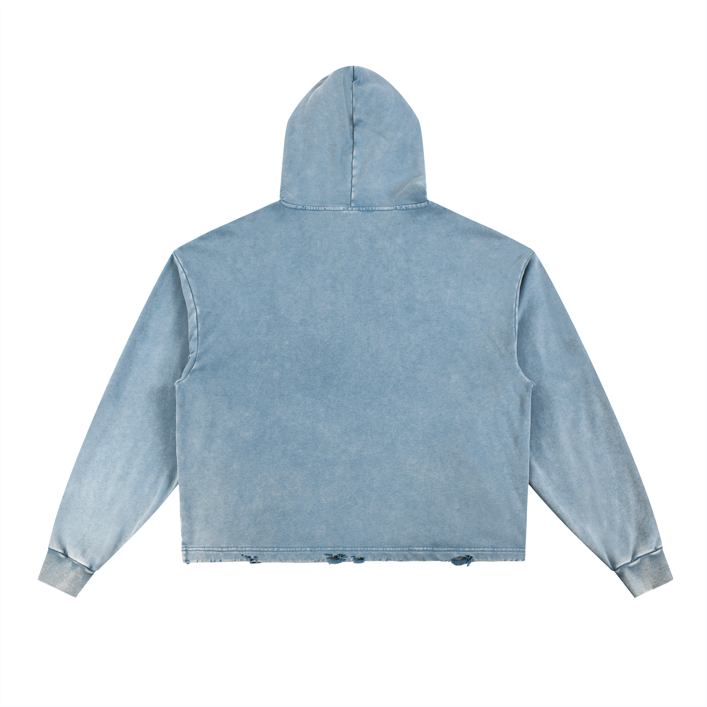 Pray Christian Blue Floral Vintage Washed Frayed-Hem Hoodie
