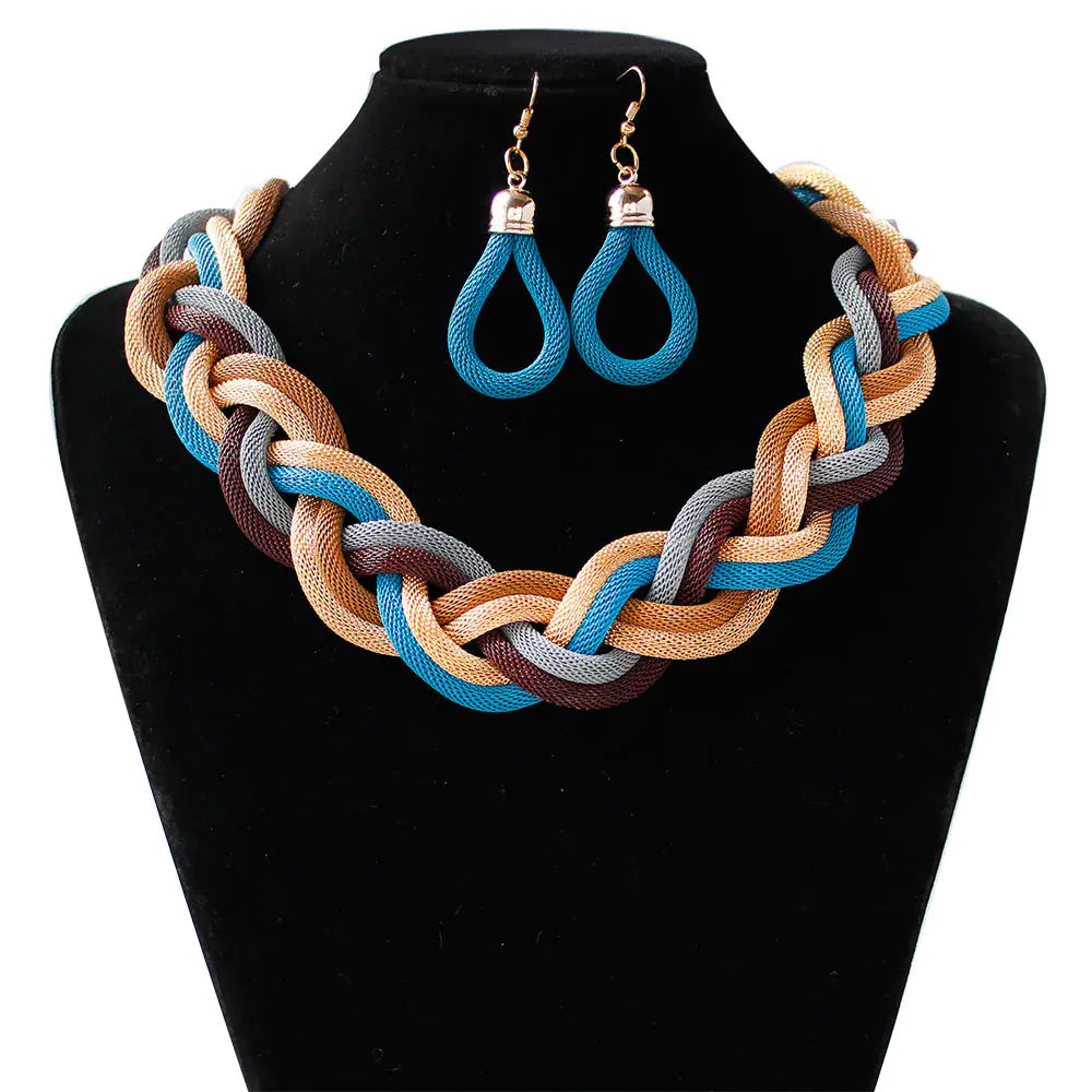 Handmade Bohemian Woven Rope Necklace Set