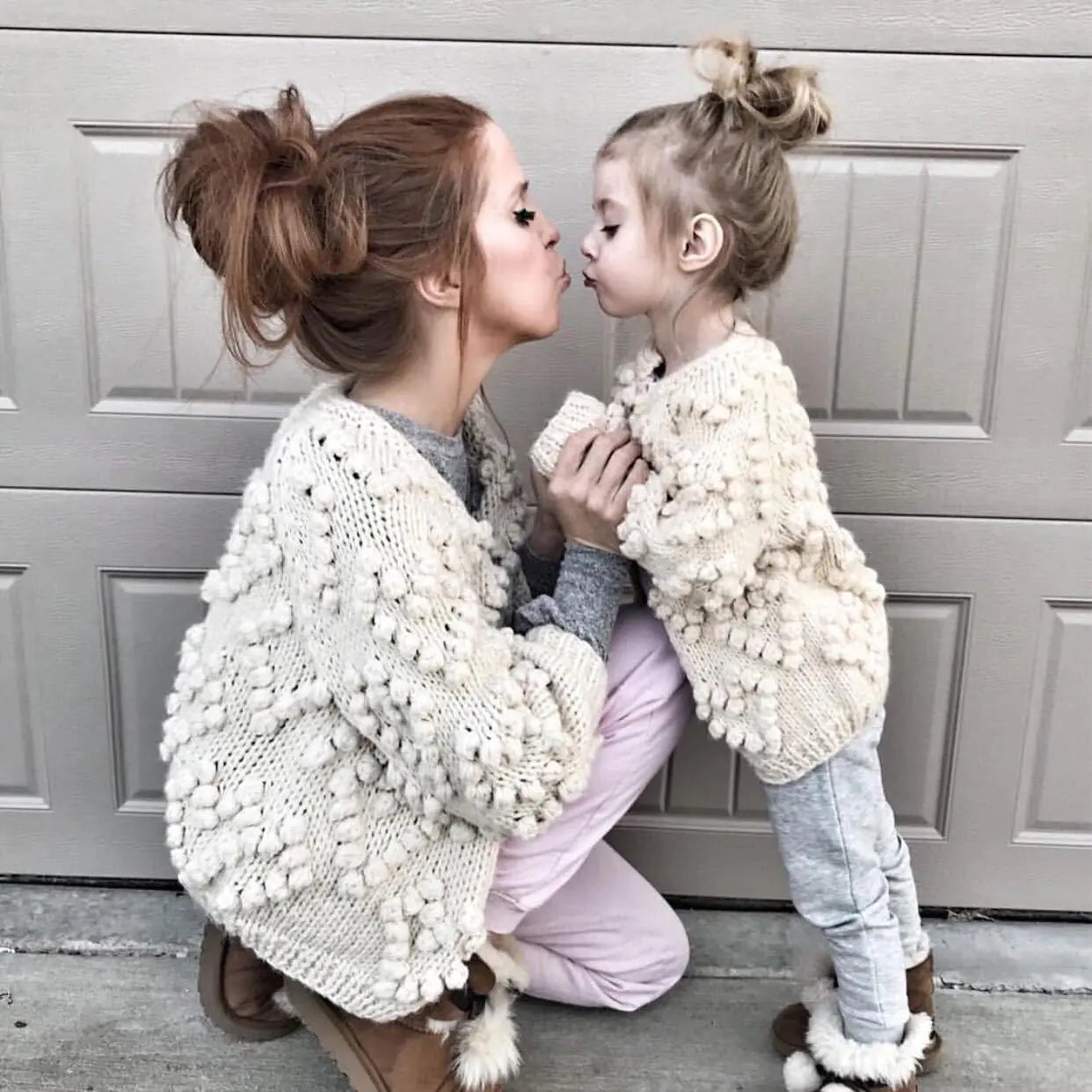 Handmade Matching Mother-Daughter Sweater Cardigans