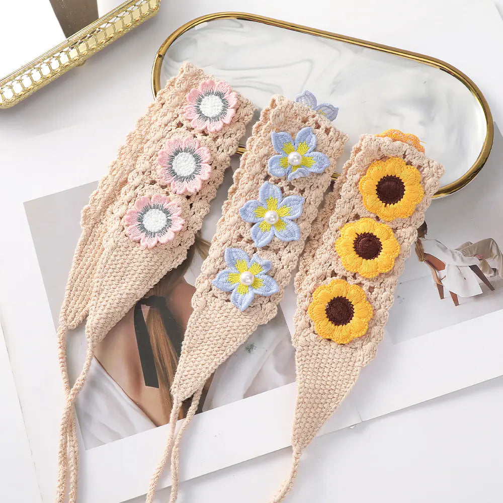 Handmade Crochet Sunflower Wide-brimmed Headband