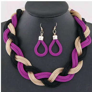 Handmade Bohemian Woven Rope Necklace Set