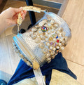 Handmade Rhinestone Cylinder Shoulder Crossbody Bag