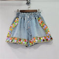 Handmade High Waisted Shorts with Colored Diamonds