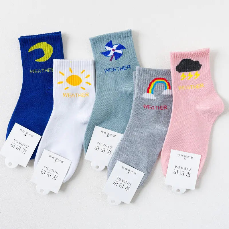 Cute Cartoon Mid-Calf Socks for Women, Japanese Style