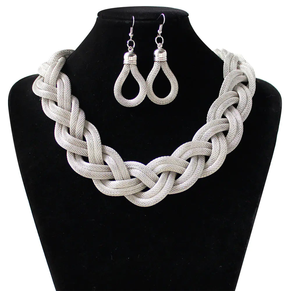 Handmade Bohemian Woven Rope Necklace Set