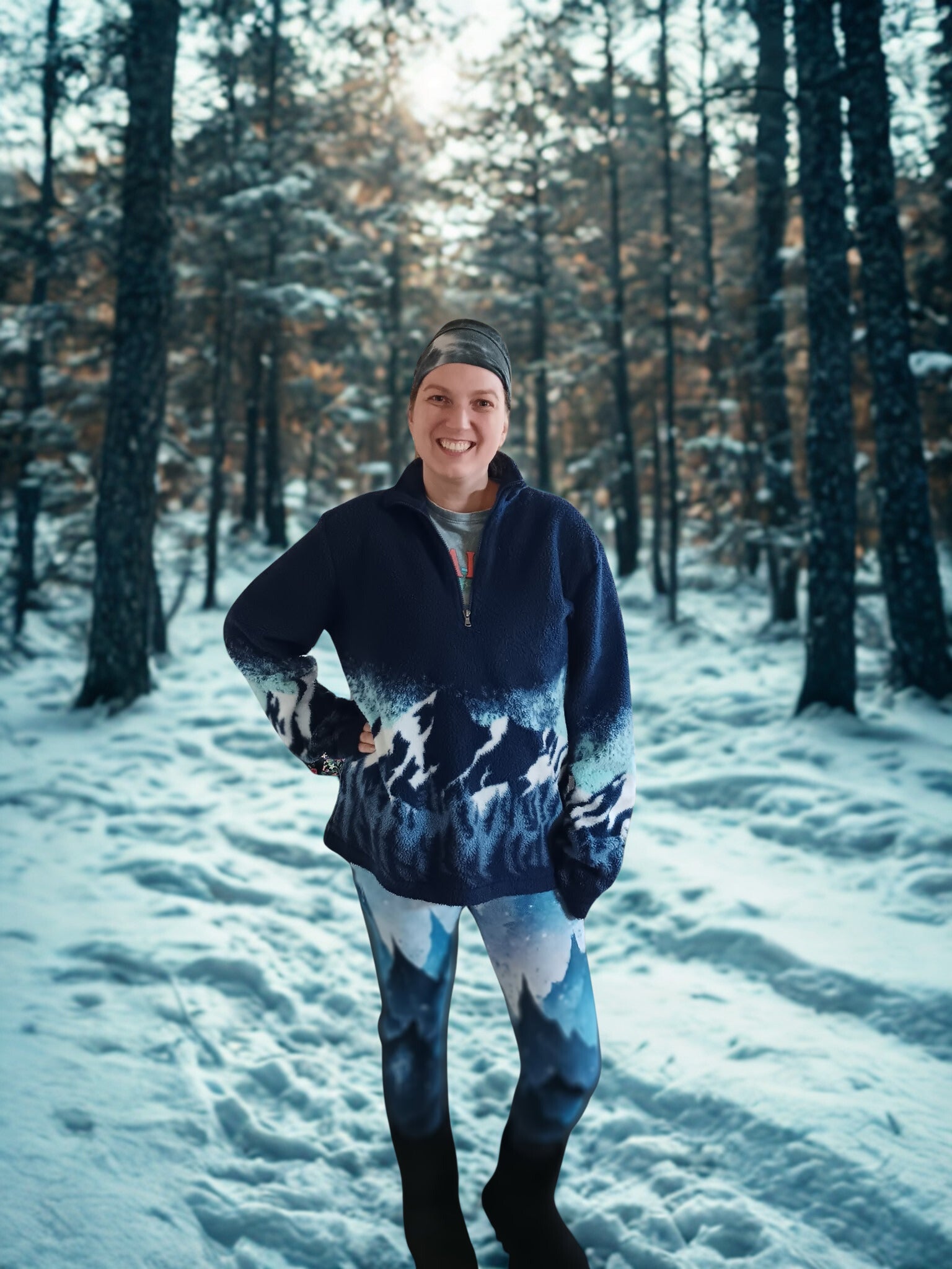 Mountain-Scape High Waisted Yoga Leggings, Workout Tights, Activewear, Fitness Fashion, Outdoor Yoga Gear