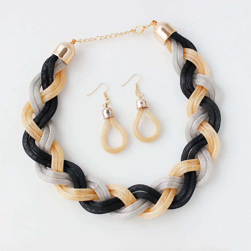 Handmade Bohemian Woven Rope Necklace Set