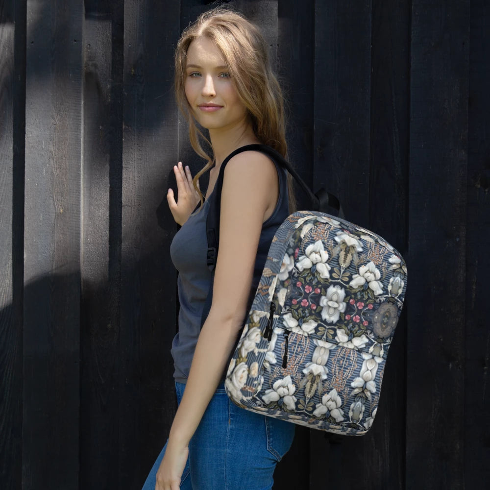 Designer Blue Night Lace Pattern Backpack